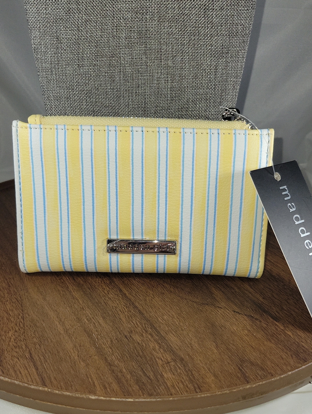 Madden Girl Yellow & Blue Striped Fish Print Wallet NWT
